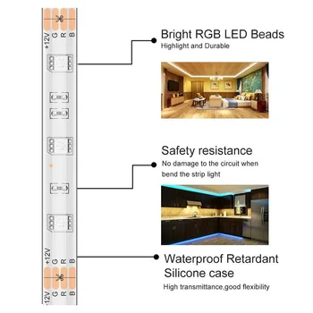 5m 10m Vandtæt LED RGB Strip Light SMD5050 2835 RF-Fjernbetjening Lys Adapter Tape Fleksible Bånd Lampe Led Strip Parti Hjem
