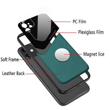 Luksus Matteret Læder Tilbage Magnetiske Phone Case for Samsung Galaxy Note20 S10Plus A51 A41 A71,Sager med Plexiglas Kamera Film