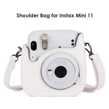 PU Læder Taske Beskyttende Cover med Justerbar Skulder Strop til Instax Mini-11 Instant Film Kamera Tilbehør