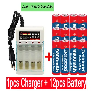 AA 1,5 V genopladeligt batteri af AA-batteri 9800 MAH til lommelygte toy ur MP3-afspiller udskiftning af batteri+Oplader