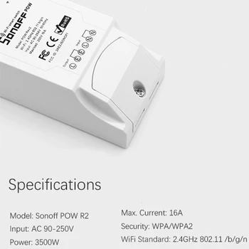 Sonoff Pow R2 Smart Wifi Skifte Controller Med Real Time Strømforbrug Måling 15A/3500w Smart Enhed Via Android IOS