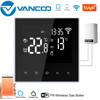 Vancoo Tuya WiFi Smart Termostat 220V til Elektrisk gulvvarme Vand/Gas Kedel Temperatur Fjernbetjening, LCD-Skærm