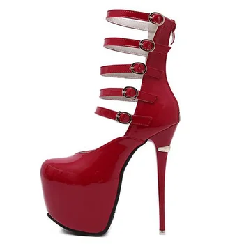 Ankelrem hæle, røde pumps bryllupssko brude platform højhælede kjole sko kvinder platform pumper ekstrem høje hæle sko LJA33
