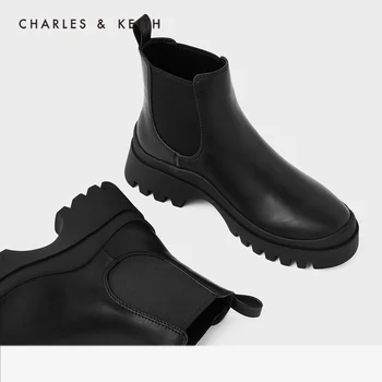 CHARLES & amp; KEITH Nye Ankomst til Efteråret 2020 CK1-90900083Women støvler enkle stil sports korte støvler med elastisk bånd