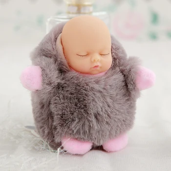 12cm Bløde Kanin Bære Sove Dukke Simulering Silikone Dukke Nøglering Søde Plys Vedhæng Taske Dekoration Baby Legetøj Pige Ferie Gave