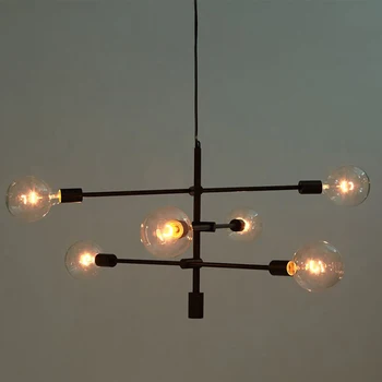 Moderne Nordiske E27 Sort Guld LED Lysekrone Edison Lys Lysekroner Indendørs lamper soveværelse lampe lys