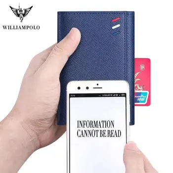 RFID-kortholderen mænds tegnebog enkle slanke rød hvid blå element af tre gange flere kort position ultra tyndt læder mænd ' s wallet