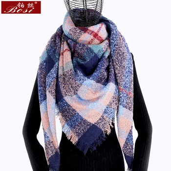 Vinteren cashmere plaid tørklæde sjal sjaal kvinde poncho trekant luksus mærke bandana designer pashmina wrap store stoles luksus