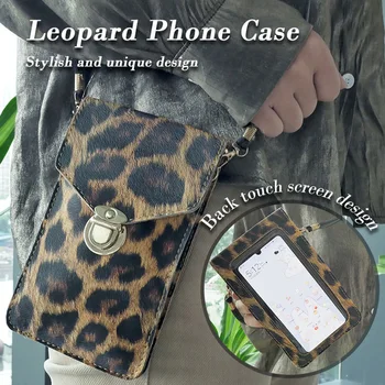 Crossbody Mobiltelefon Taske PU Gennemsigtig Leopard Print til Nøgler, Mønter Nye Penge