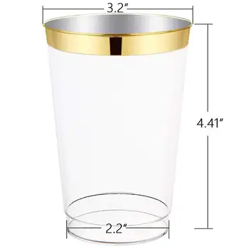 25PCS 12oz Mode Bronzing Disponibel Gennemsigtig Party Cup Drikke Kop Klart Engangs-plastikkrus Party Cups Til Bryllup