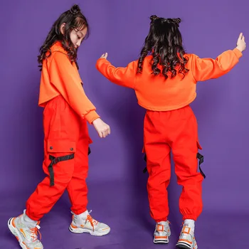 Børn Piger Hip Hop Performance Udstyr High Neck Sweatshirt Afgrøde Top Kører Casual Bukser, Jazz Dans, Kostume Tøj Street-Wear