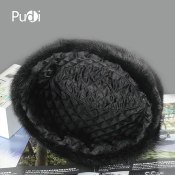Pudi 170767 mænd mink pels hat Nye Mode Mænds Real Mink Fur Cap Vinter Varm Top Hat Hovedbeklædning Beanie Hue