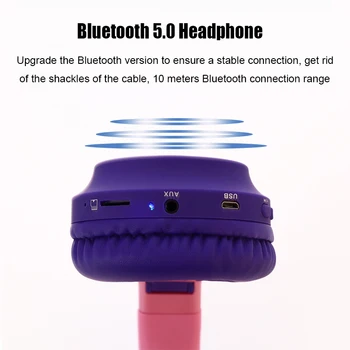Børn Bluetooth-5.0 Hovedtelefoner LED lys Kat Ører Headset Trådløse Hovedtelefoner HIFI Stereo-Bas hovedtelefon til Phones med mikrofon