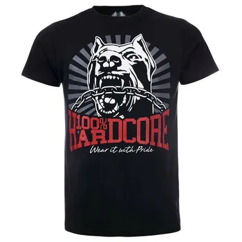 HARDCORE Toppe Tee T-Shirt Hund-1 Sort (305206060) Gabber Techno Party Outfit Plus Size Toppe, T-Shirt