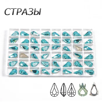 CTPA3bI Charmerende Dybblå Farve 4300 pæreformede Sy på Crystal Rhinestones Med at sætte Glas Fancy Sten DIY Tøj Håndværk