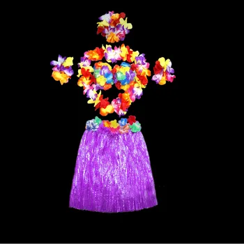 6 Stk Girl Kjole Op Elastisk Talje 8 Farver Dance Festival Hula Skørt Hawaii Kostumer Barn, Voksen-Barn Græs Nederdele