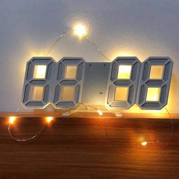 3D LED digitalt ur Enkel LED elektronisk ur usb-plug-in-wall hjem dekoration tilbehør