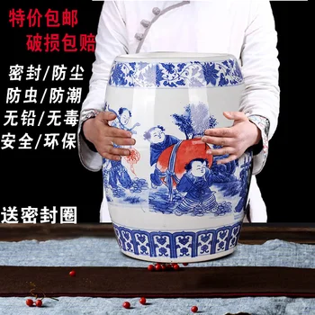 Jingdezhen keramik 2,5 KG ris puljen gris rapsfrø te olie tank te pot spand lage 5kg jar