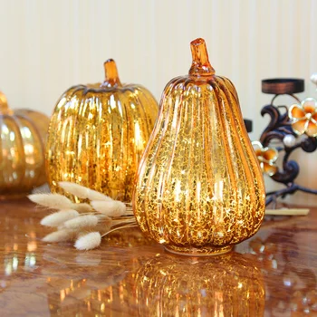 Halloween LED Græskar Lys, Glas, Party Light Festival Dekorative Nat Lys til Fest Halloween Dekoration Sølv Guld Gaver