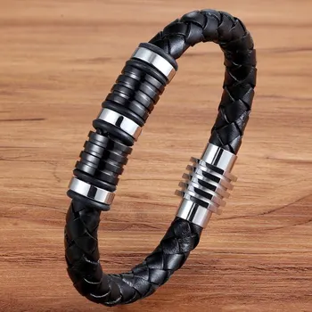 TYO Ægte Læder Armbånd Til Mænd Kvindelige Guld/Stål Runde Magnetiske Lås Slange Kæde Mode Smykker Tilbehør Rabat