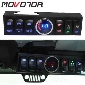 Overhead 6 Rocker Switch Pod eller Panel med Kontrol og Source System Blue Back Light for Jeep Wrangler JK JKU 2007-2018 1 sæt