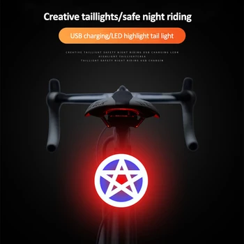 Lommelygte for Cykel-Bagerste Lanterne IPX2 Vandtæt USB Charge baglygter MTB Cykel Lys Tilbehør Hjertet Rund Trekant