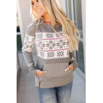 Jul Sweater 2020 Winter Classic Hjorte Trykt Strikkede Pullovers Plus Size Streetwear Lange Ærmer Kausale Jumpere