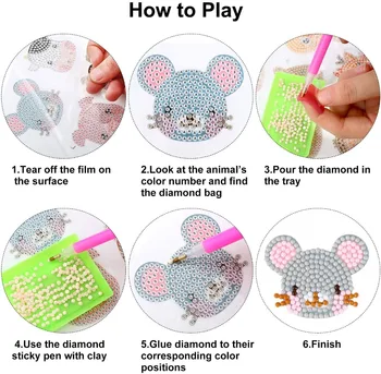 24pcs Diamant Maleri Kits for Kids Mini-Mærkat 5D DIY Diamant Kits Maling af Numre Håndlavet Mærkat Kunst for Børn