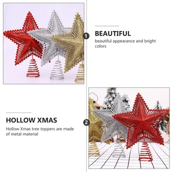 1 pc juletræ Topper Spændstig Stjernede Strygejern Hule Part Forsyninger Xmas Udsmykning Ornament til Hjemmet julefrokost Tilbehør