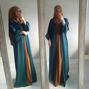 WEPBEL Dubai Muslimske Kvinder Kjole Løs Cardigan tyrkiske Klæder Afslappet langærmet Kaftan Solid Islamisk Tøj med Bælte