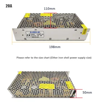 Belysning transformator 220v 12vPower Strømforsyning Adapter 1A 2A 3A 5A 6.5 EN 10A, 15A, 20A, 25A, 30A 33A LED Driver til LED Strip