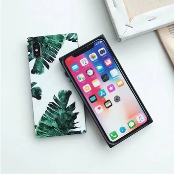 Grøn Plante Kaktus bananblade Phone Case For iphone-11 Pro Xs Antal Xr-X SE 2020 7 6 6s 8 Plus Mode Blank Kvadrat Soft Cover