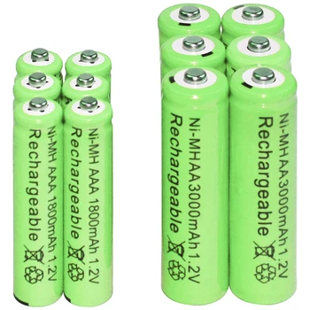2/6/12/16/20/24/30stk AAA-1800mAh + AA-3000mAh 1,2 v Ni-MH AA Genopladelige Batterier grøn