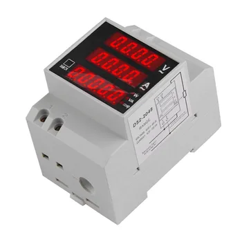 DIN-skinne Multi-function-LED Digital Meter AC 200-450V 0-100A Aktiv Power Factor Elektrisk Energi Amperemeter Voltmeter DIY