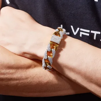 CVU Guld Armbånd Dekoreret med krystaller Mænds Iced Zircon Miami Cubanske Armbånd Armbånd Smykker