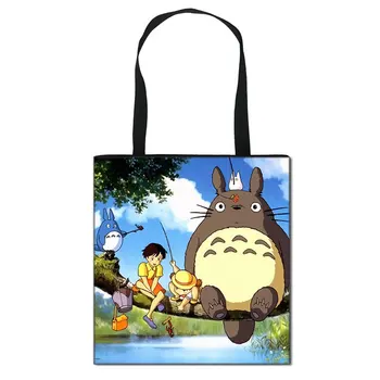 Tegnefilm Totoro / Spirited Away / Ponyo Skulder Taske til Rejser, Kvinder, Damer Håndtaske Casual Totes Stor Kapacitet Shopping Tasker