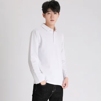 Mænds Afslappet langærmet T-shirt 2020 Efteråret Nye Mænds Tøj koreanske Version af Den Faste Farve Revers Løs T-shirt