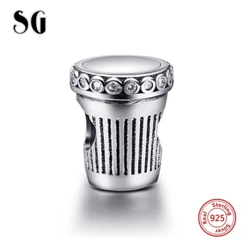 SG 925 Oprindelige Sterling Sølv Kaffe Kop, der Passer Perler Charme Passer Autentisk Europa Armbånd diy smykker at gøre for kvinder Gaver