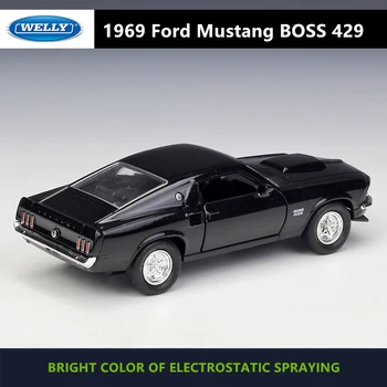 WELLY 1:36 1969 Ford Mustang Boss 429 legering bil model maskine Simulering Samling toy pull-back køretøj Gave samling