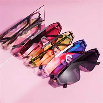 Uindfattede Cat Eye Solbriller Kvinder Luksus Mærke Spejl Gradient Punk Solbriller Mænd Mode Solbriller Overdimensionerede Briller Oculos