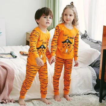 Børn pyjamas sæt baby dyr tegnefilm nattøj unisex vinter efterår pyjamas teenage nattøj varm jakke kids long johns