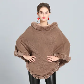 2018 Mode Pashmina Kvinder Varm Vinter Tørklæde Sjal Faux Cashmere Pels Krave Cape Sjal Wraps Varm Poncho Damer Stoles
