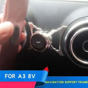 For Audi A3 8V luftskrue rustfrit stål A3 8V interiør mobiltelefon holder til navigation mobiltelefonholder bil klistermærker
