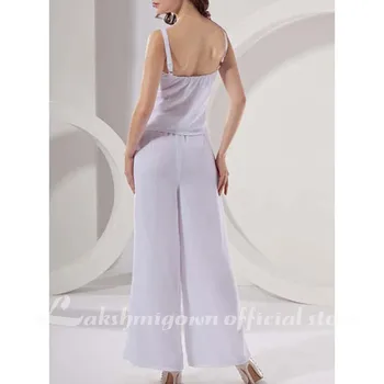 Plus Size Kjole Til Brudens Mor I 2020 Elegant Firkantet Hals Gulv-Længde Chiffon med Split Front Vestido de Madrina