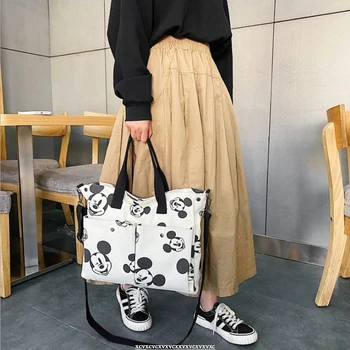 Disney Kvinder Mickey skuldertaske Damer Håndtaske Shopping Taske Nye Europæiske og Amerikanske Mode Minnie Stor Kapacitet Canvas Taske