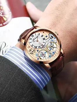 Ailang nye autentiske watch sort-teknologi berømte mekanisk ur automatiske vandtæt mænds hule mænd