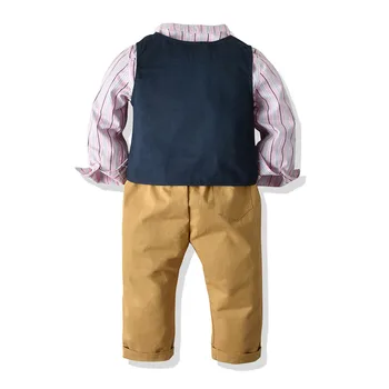 Vest Sæt til Børn Boy Tøj af Høj Kvalitet Barn Formelle Jakkesæt Lange ærmer Shirt + Vest + Khaki Bukser Børn Tøj Sæt
