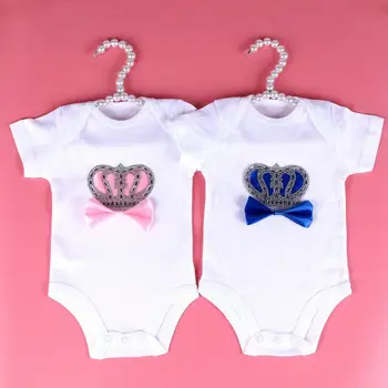 Sommeren Nyfødte Baby Drenge Piger Tøj Crown Knude Hvid Bomuld Heldragt Spædbarn Baby Korte Ærmer Vest Buksedragt Pyjamas Outfit