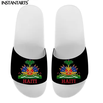 INSTANTARTS Haiti Flag Print Kvinder Dias Slipper Sommeren Kvinde Sandaler Flade Sko Casual Kvindelige Hjem Klip-Klappere Shoes de Mujer