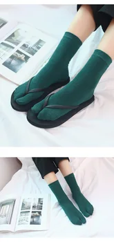 5 Par To Finger Sokker I Japansk Stil Med Træsko Sokker Split Tå Kvinder High Rør Bomuld To Toe Hjem-Gulvtæppe Sokker